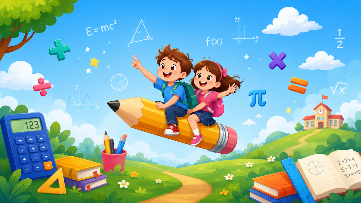 Kids learning math with CalcSolver Pro